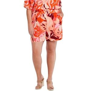 ELLA Rafaella 100% Cotton Plus Size 3X  Floral Pull on Shorts Pockets